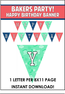 Baker's Party Happy Birthday Banner