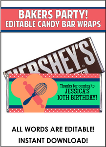 Baking Candy Bar Wrappers - EDITABLE