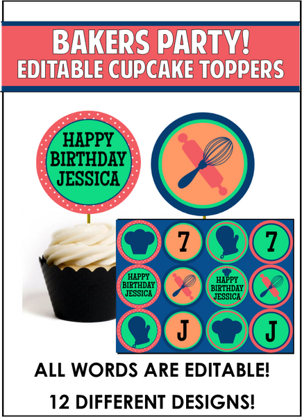 Baking Party Cupcake Toppers