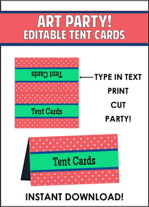 Baking Party Supplies - Editable Tent Cards