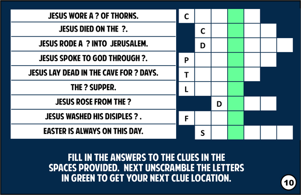 Junior Easter Trivia Treasure Hunt - Biblical Edition!