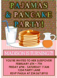 Pajama and Pancakes Sleepover Party Invitation - Editable!