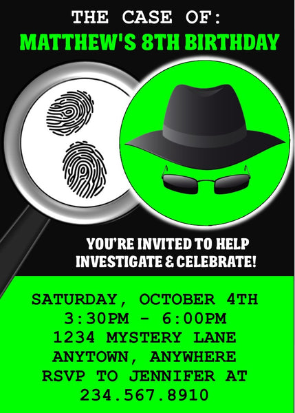 Spy / Secret Agent Party Invitation - EDITABLE