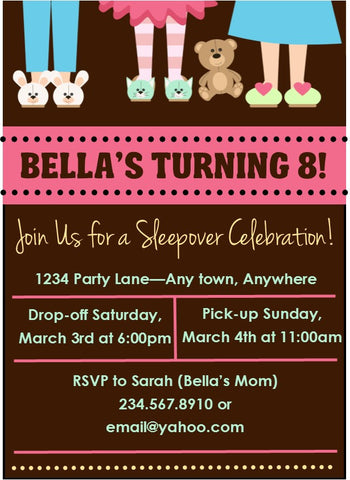 Slippers and Teddy Bears Sleepover Invitation - Editable!