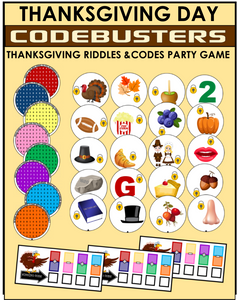 Thanksgiving Riddles CodeBusters - Printable Hunt Game