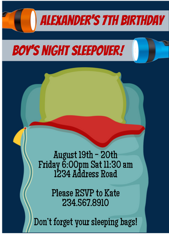Boys Night Sleepover Invitation - Editable!
