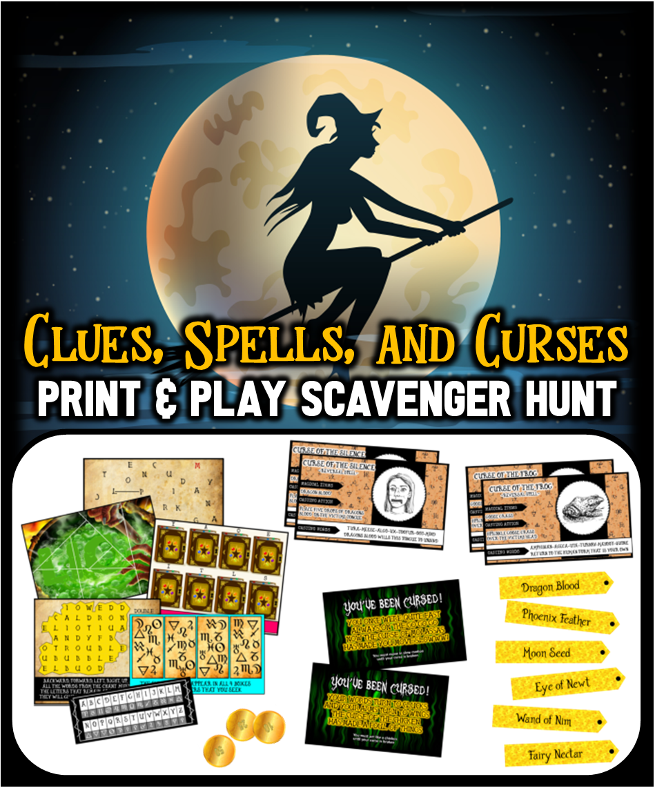 Clues,Spells, and Curses Halloween Scavenger Hunt