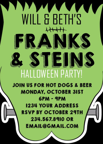 Frank and Steins Halloween Party Invitation - Editable!