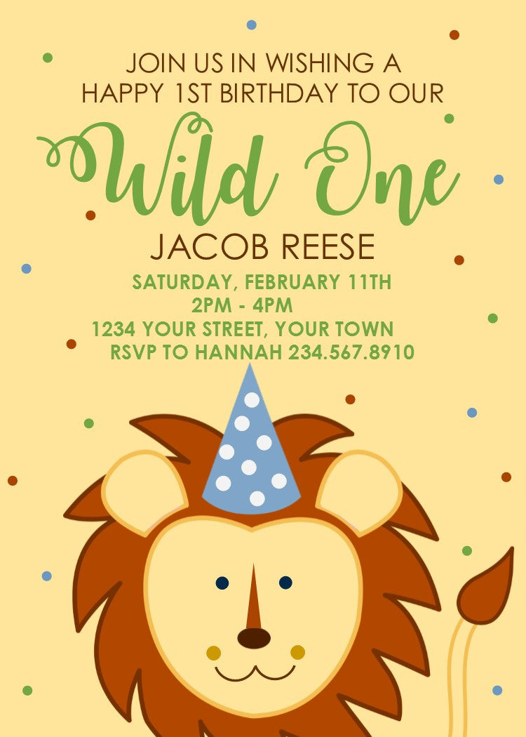 Wild One 1st Birthday Party Invitation - Editable!